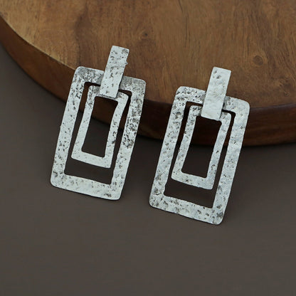 Textured Dual Rectangle Earring