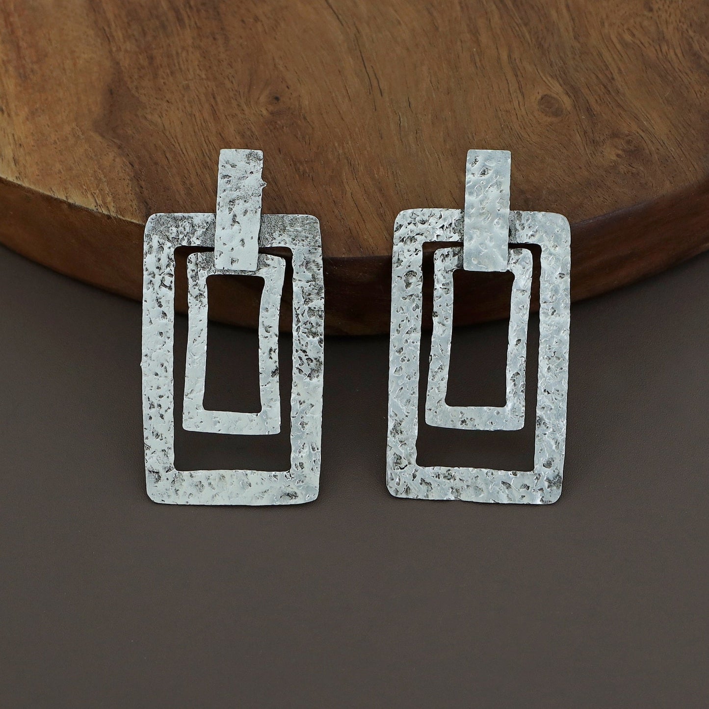 Textured Dual Rectangle Earring